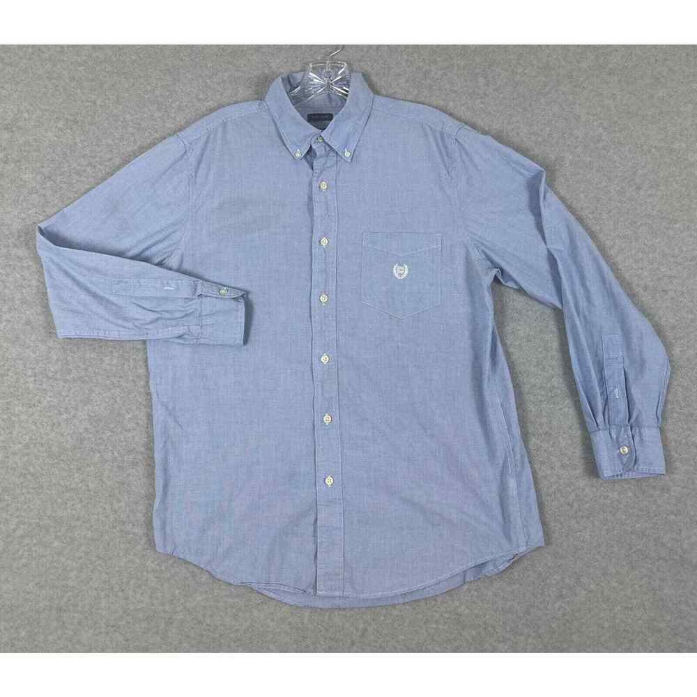 Men's Chaps Ralph Lauren Easy Care Long Sleeve Dress Shirt Blue Button Down M